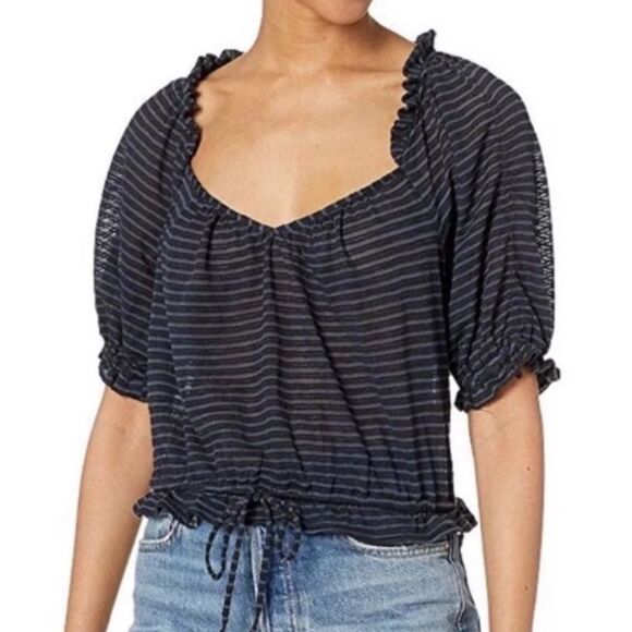 Free People Dorothy Striped Peasant Top - Picture 1 of 9